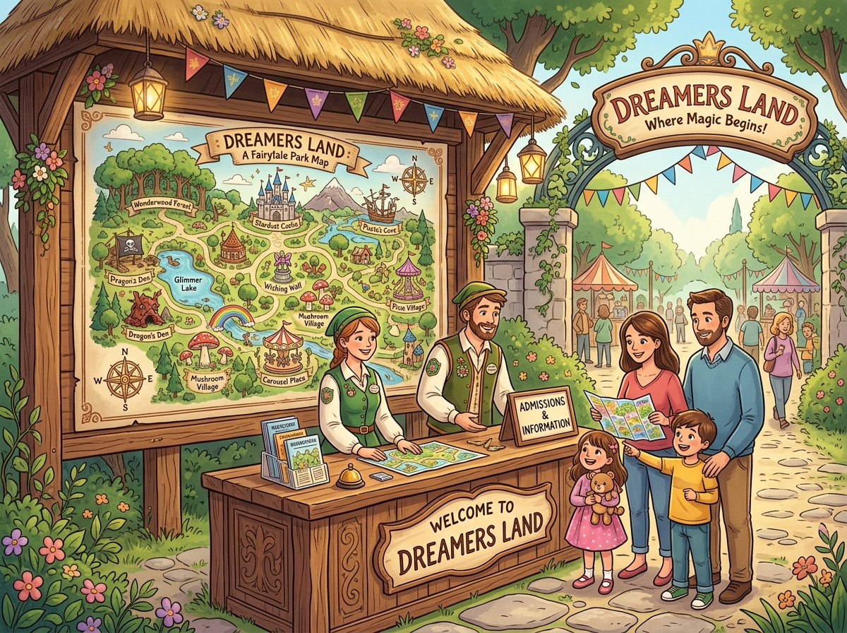 A welcoming visual map and planning guide for Dreamers Land